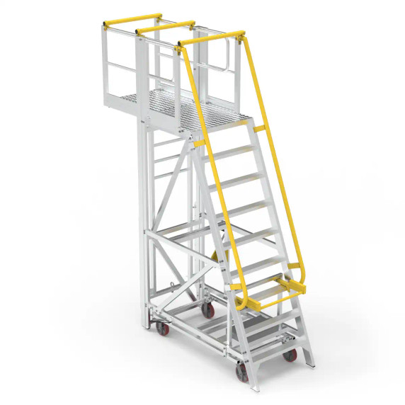 Star ADJ P9 9-step aluminium platform, 2700mm height, 400kg rated industrial ladder