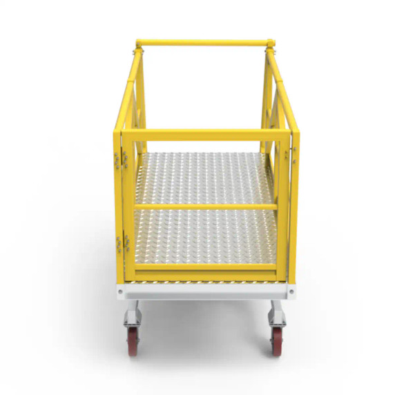 Interior view of a Star Aluminium cantilever work platform with floor and handrails.