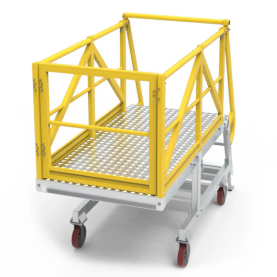 Close-up of the yellow handrail and platform edge on the Star CLP3.