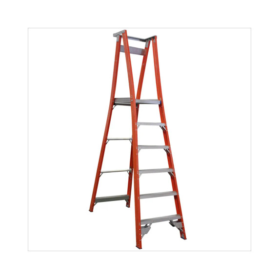 Fibreglass Indalex Pro Series platform ladder, 1.8m tall, 180kg capacity.