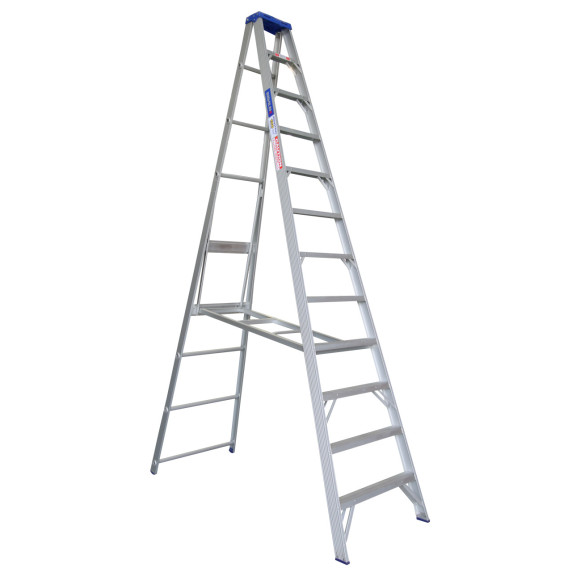 Aluminium 3.7m single-sided step ladder with 12 durable steps.