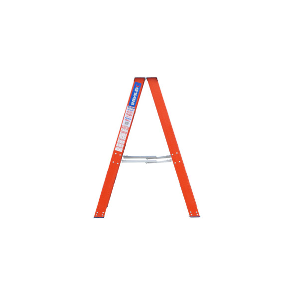 Indalex 1.2M Pro Series double-sided fibreglass step ladder with four steps.