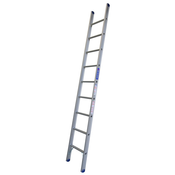Lightweight aluminium single ladder, 3.0m high, 180kg capacity.