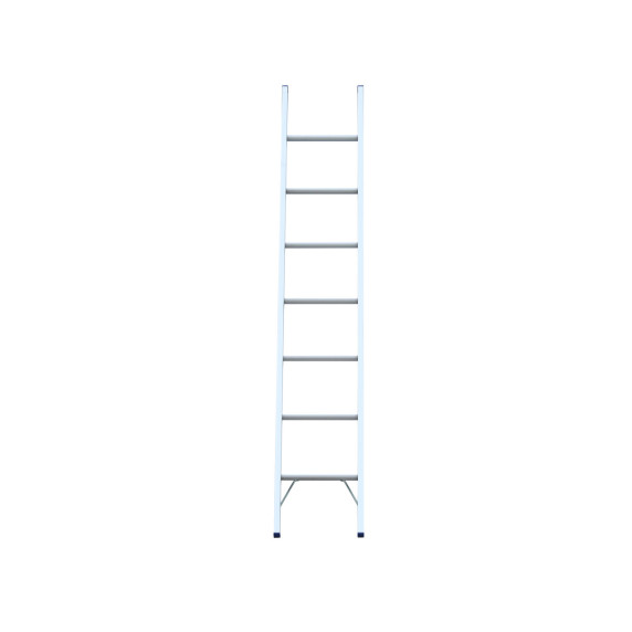 Aluminium single ladder with eight rungs for industrial use.
