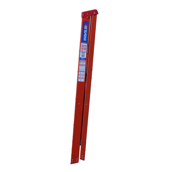 Indalex fibreglass single-sided step ladder folded for storage.