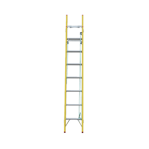 Fibreglass extension ladder with a height range of 2.8M to 4.3M.