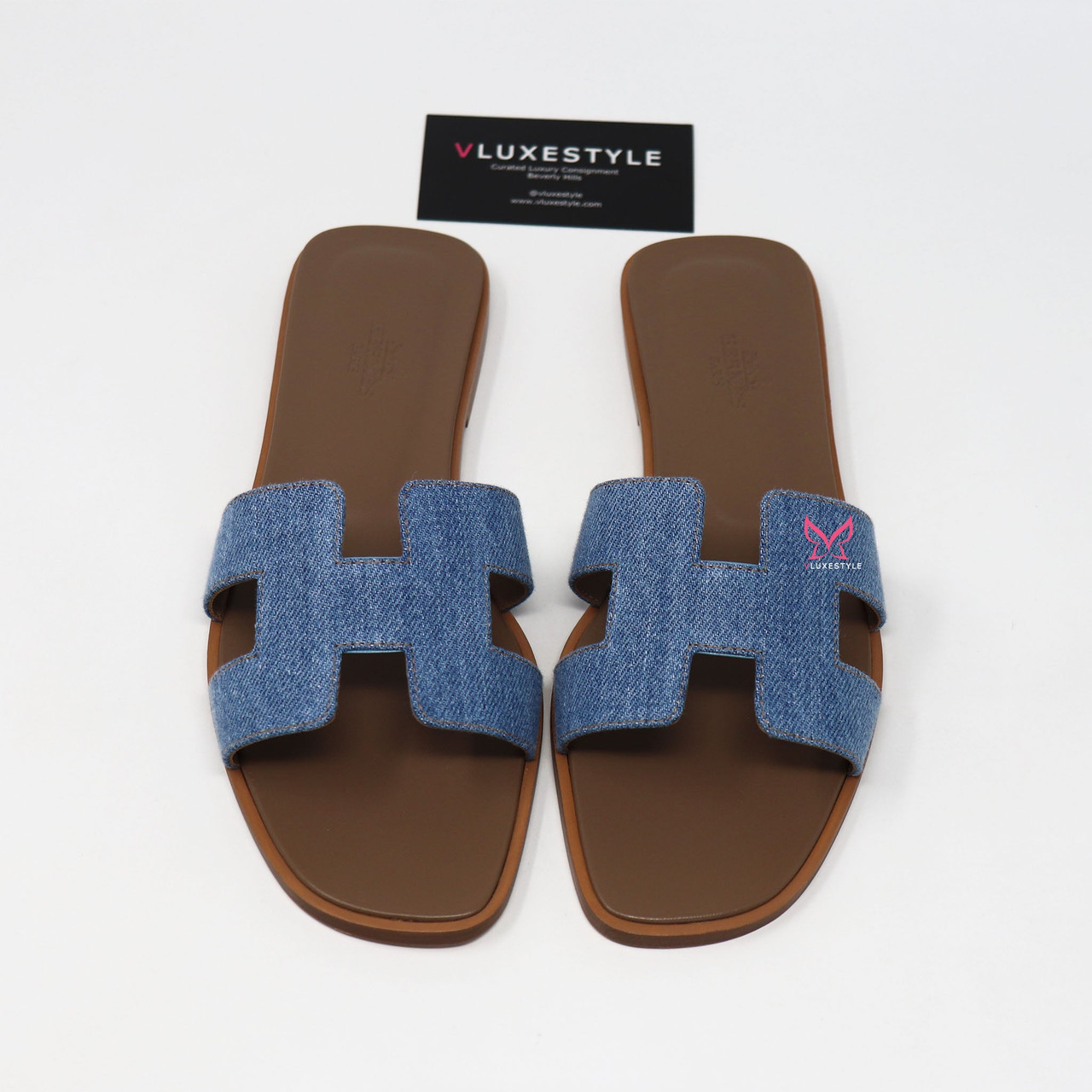 Hermes Denim Bleu Clair 38 Oran Sandal