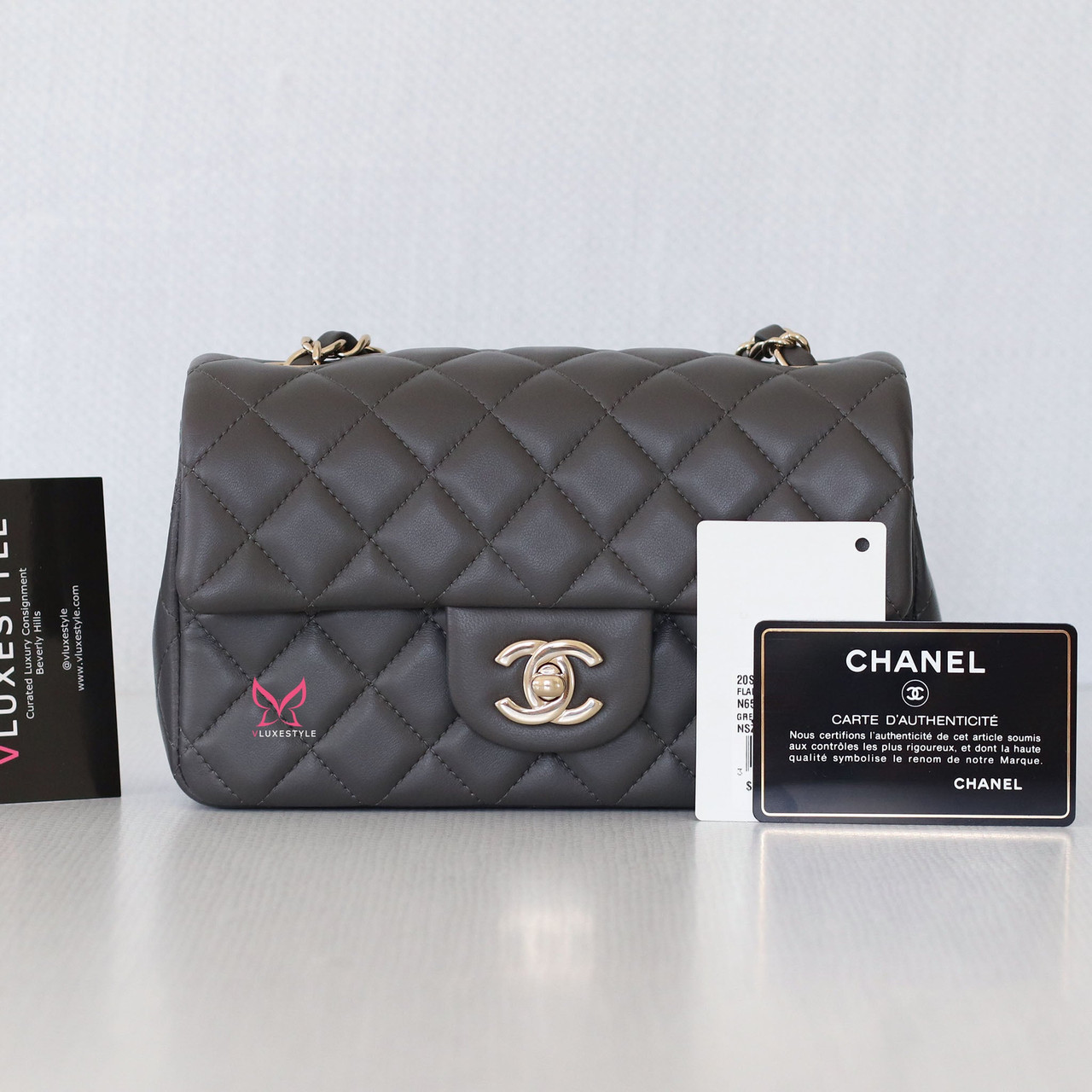 Chanel Classic Mini Rectangular 20S Dark Gray/Grey Quilted