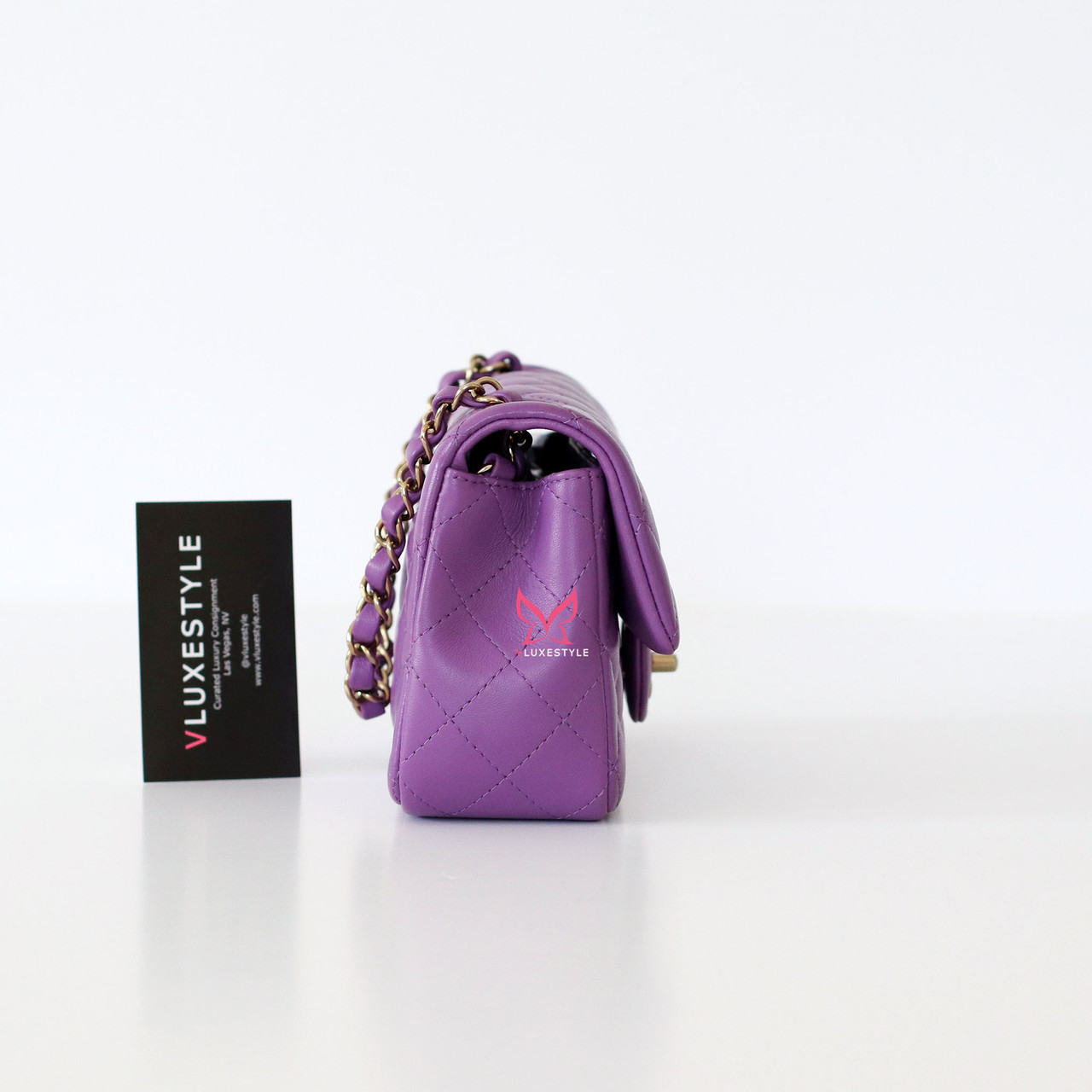 Chanel Classic Mini Rectangular Flap 22P Purple Quilted Lambskin with ...
