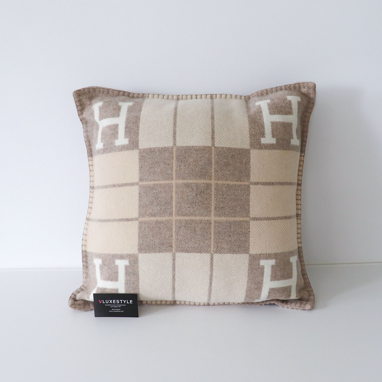 Authentic Hermes Wool Cashmere Avalon Pillow Coco Camomille PM