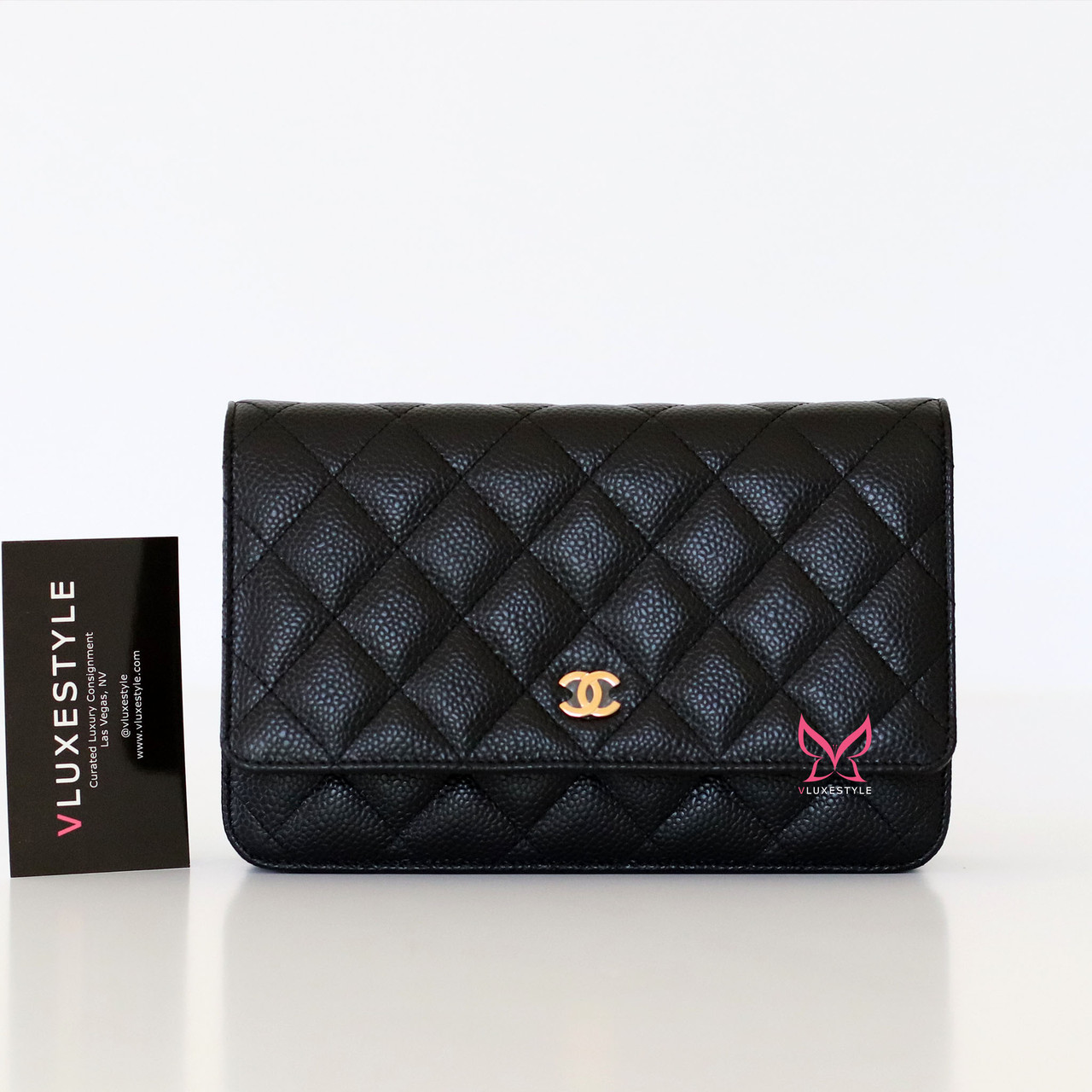 Chanel Classic Wallet on Chain Black Quilted Caviar with gold hardware