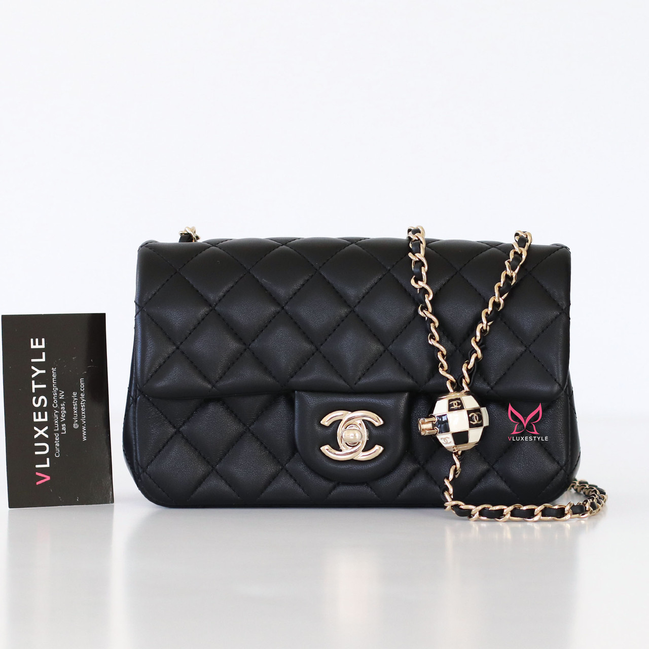 Chanel Pearl Crush Mini Rectangular 23C Black Quilted Lambskin 