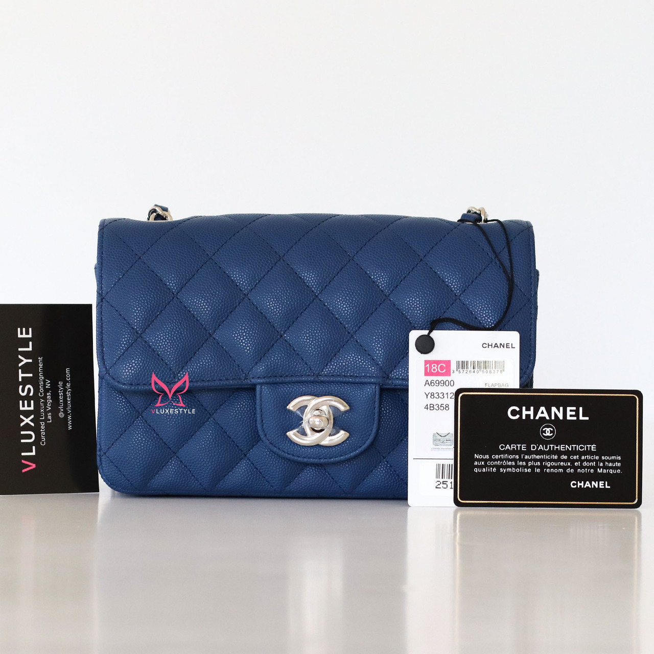 Chanel Navy Full Inclusion CHANEL Metallic Navy Blue Quilted Leather Maxi Reissue 2.55  main image 4