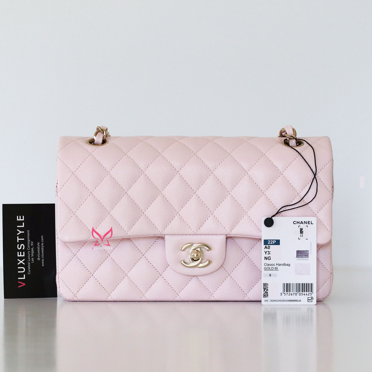 CHANEL ピンク タンクトップ S Chanel Classic Medium Flap 22C Sakura Pink Quilted Caviar Light