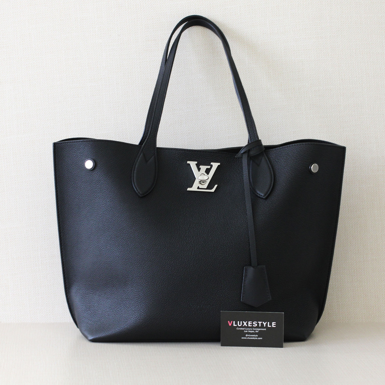 Louis Vuitton Lockme Go Tote Black Calfskin Silver hardware