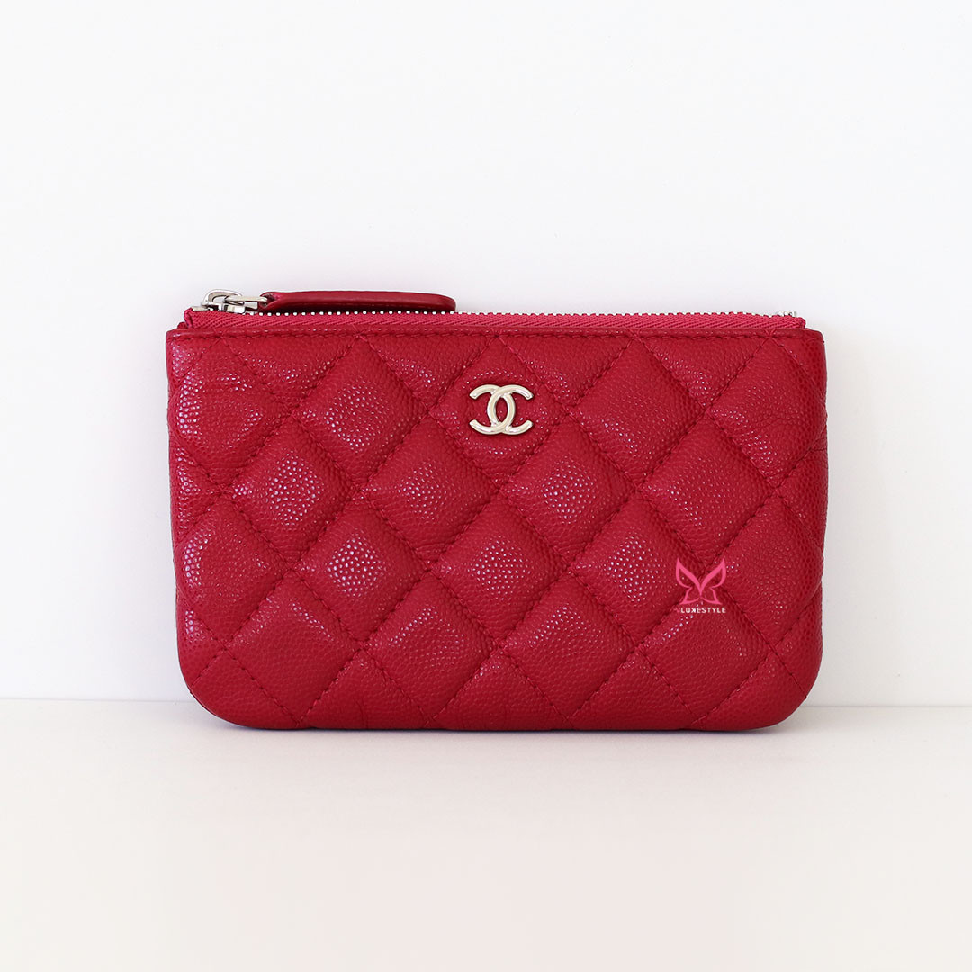 Mini O Case 18B Raspberry Red Quilted Caviar Silver Hardware