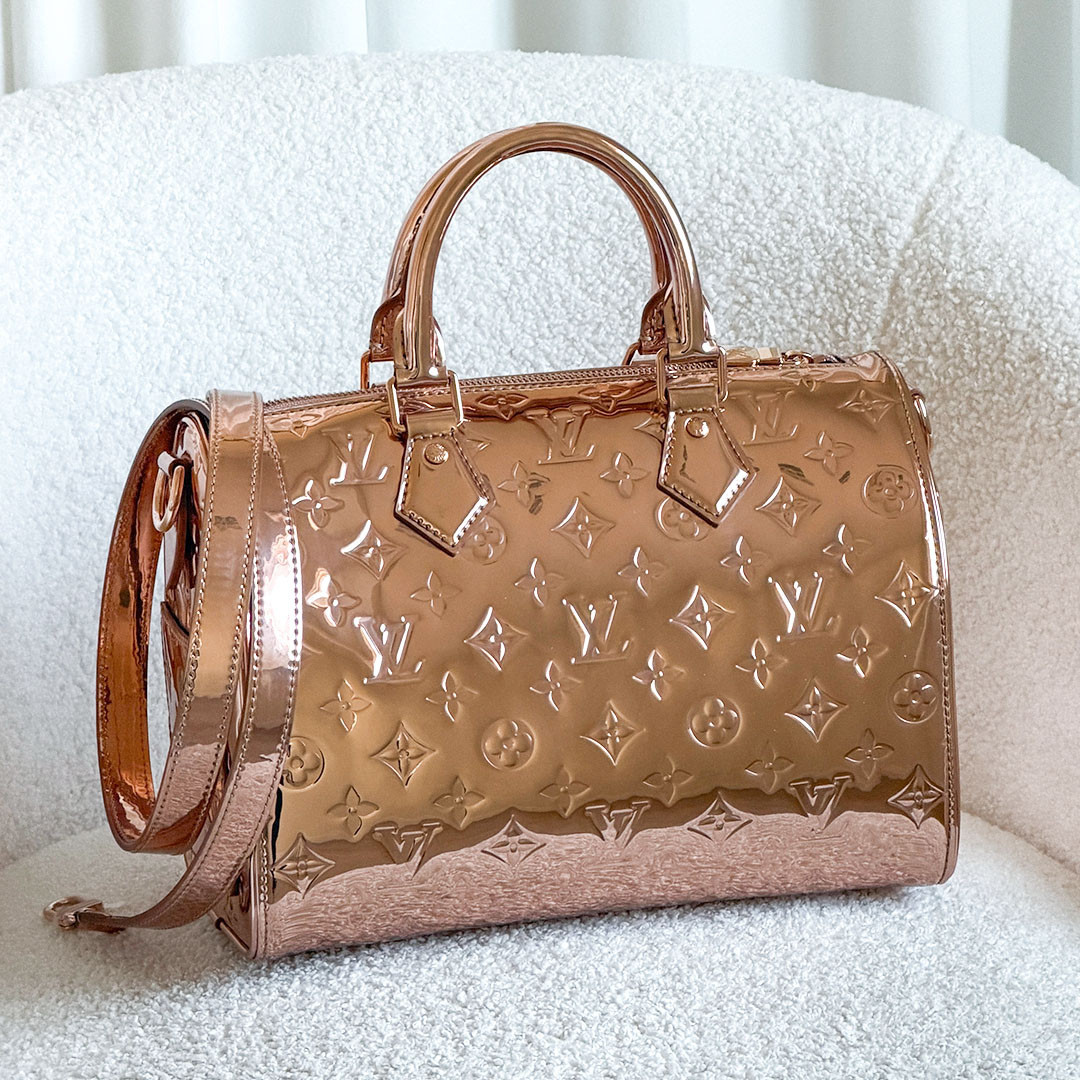 Limited Edition Speedy 25 Bandouliere Copper Monogram Miroir Rose