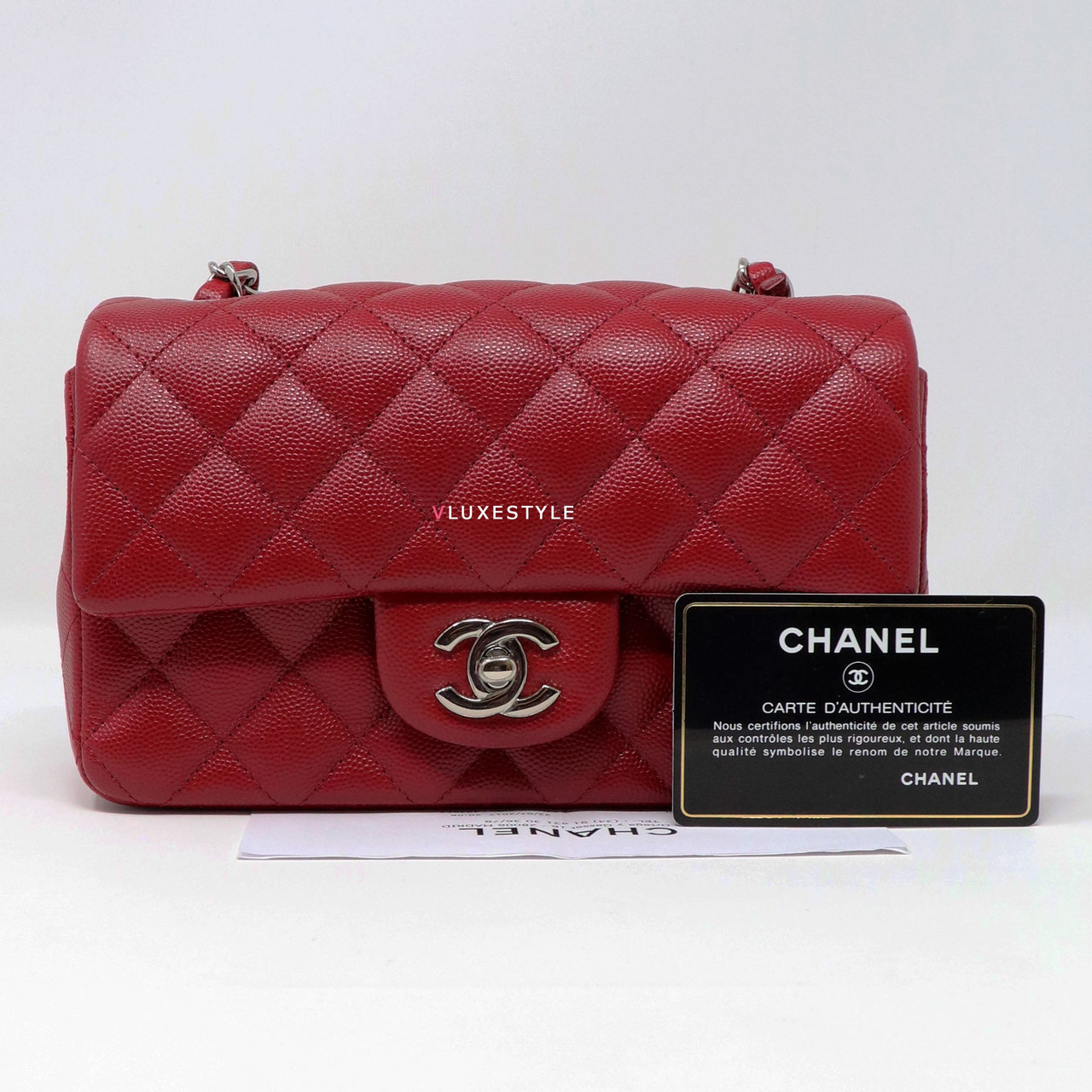 chanel red rectangular mini