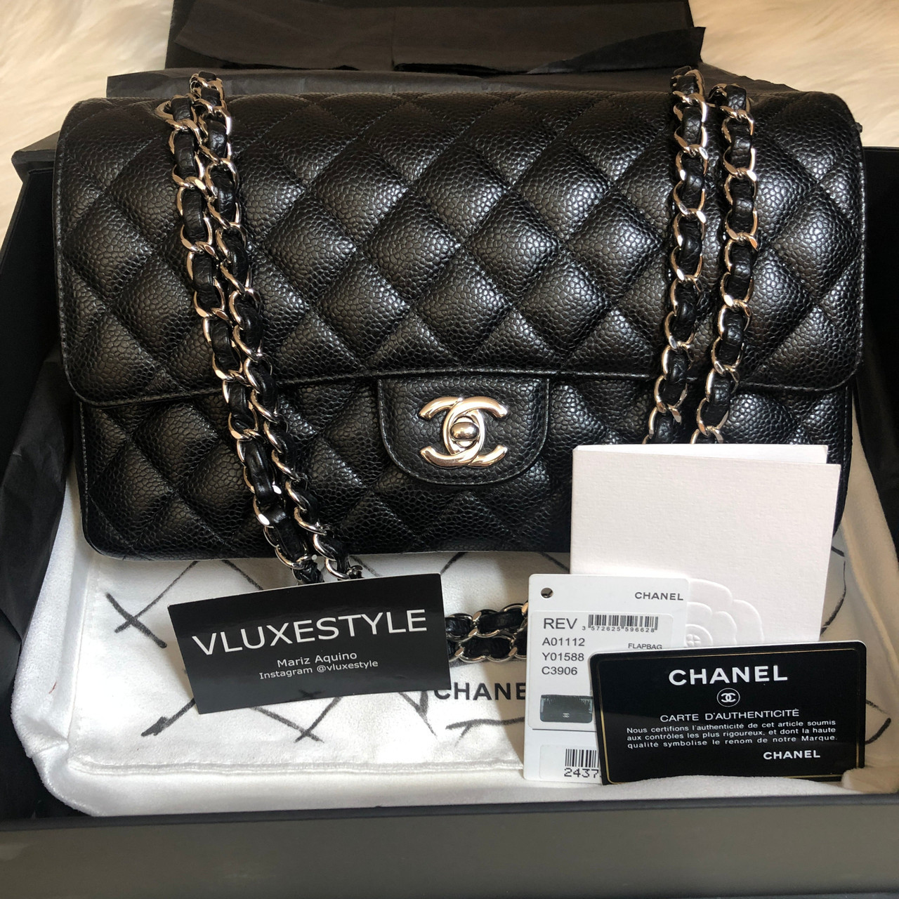Chanel Classic Medium Double Flap Black Quilted Caviar with