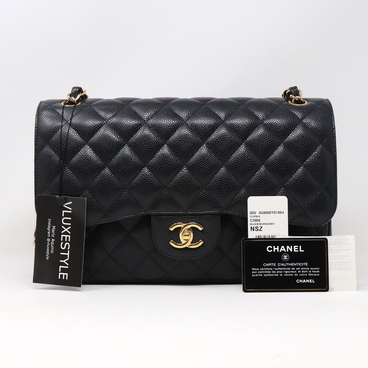 20% Non-refundable deposit to reserve: Chanel Classic Jumbo Double Flap  Black Quilted Caviar with