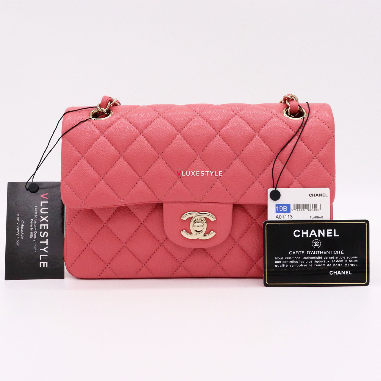 Authentic Chanel Classic Medium Light Pink Caviar Double Flap SHW