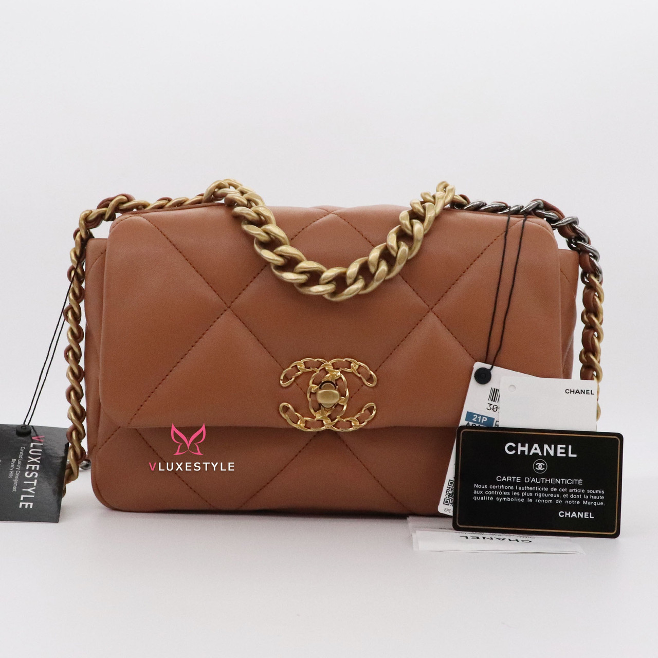 💯 Authentic Chanel 19 Bag Small Caramel, Luxury, Bags & Wallets