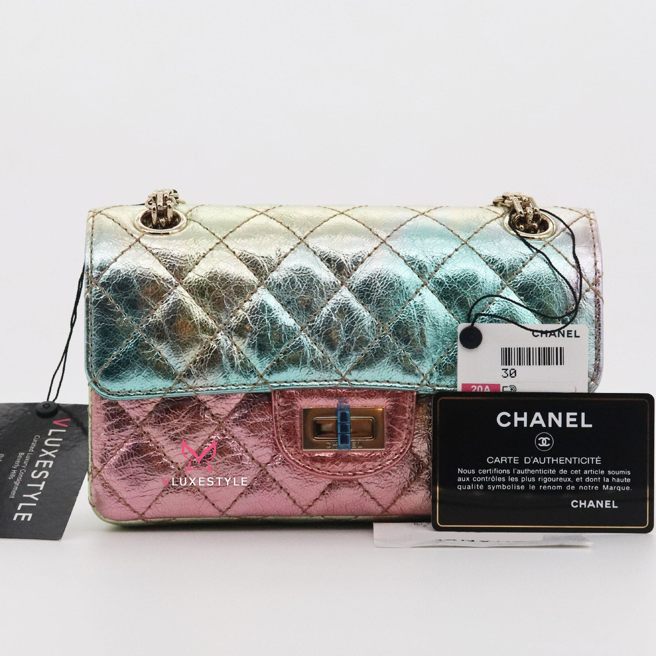 CHANEL Rainbow Reissue 2.55 Wallet on Chain Quilted Multicolor Metallic  Goatskin