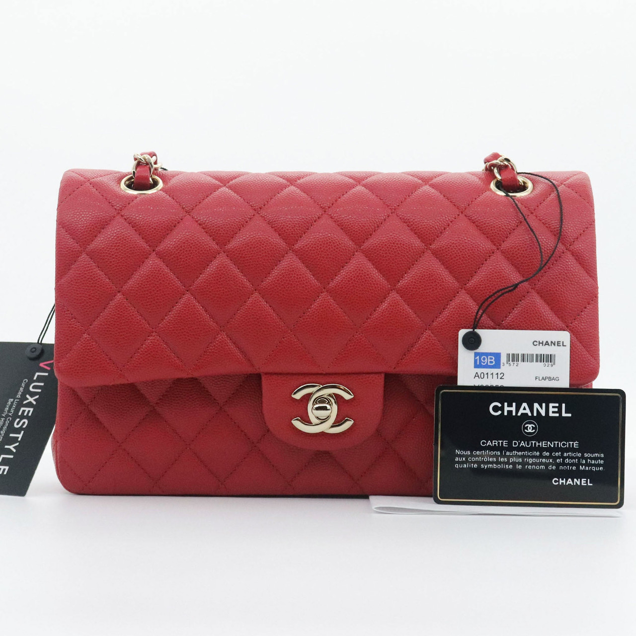 CHANEL Red Classic Double Flap Bag Quilted Leather 2019 - Good Condition