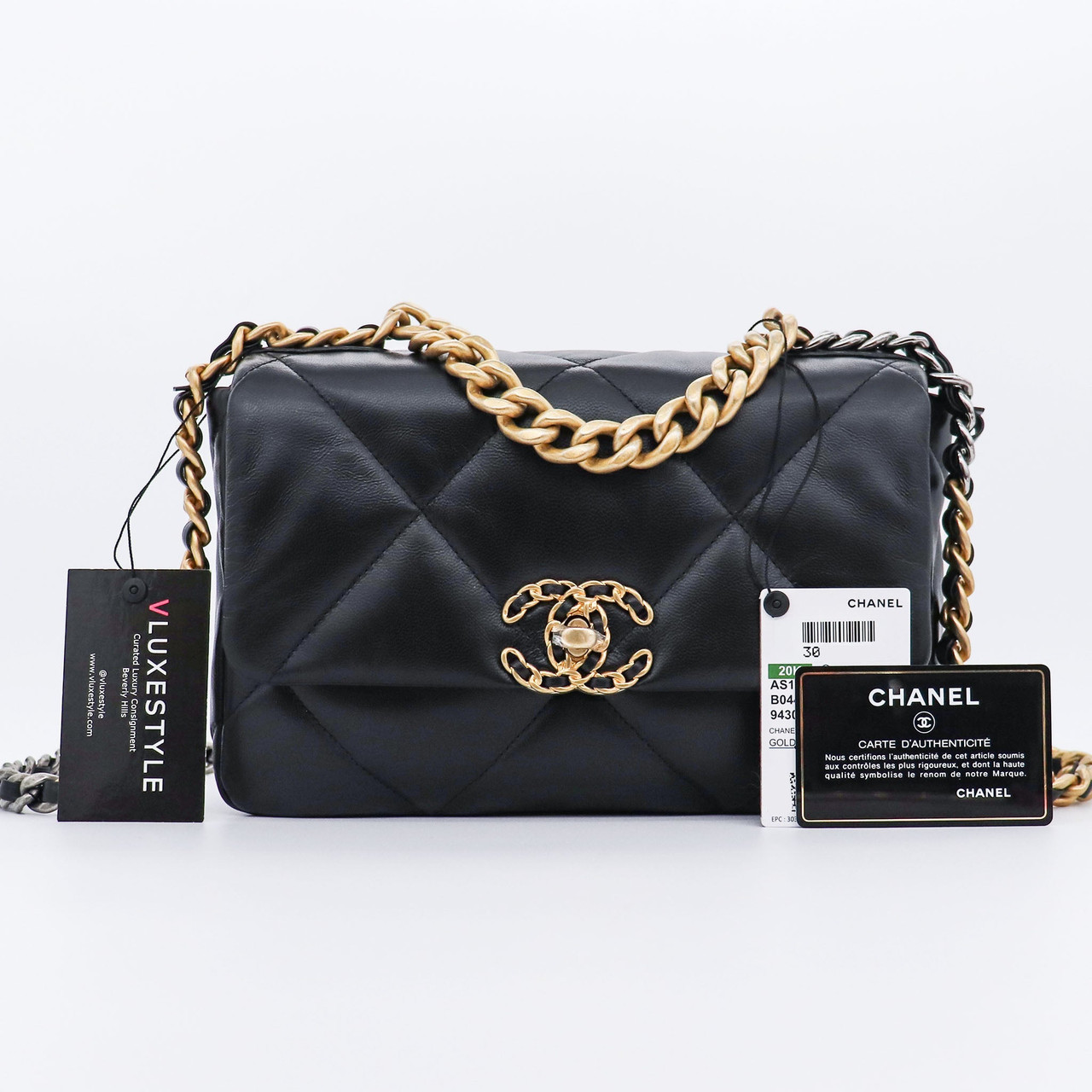 Chanel Small/Medium 19 Flap 20K Black Goatskin with mixed hardware