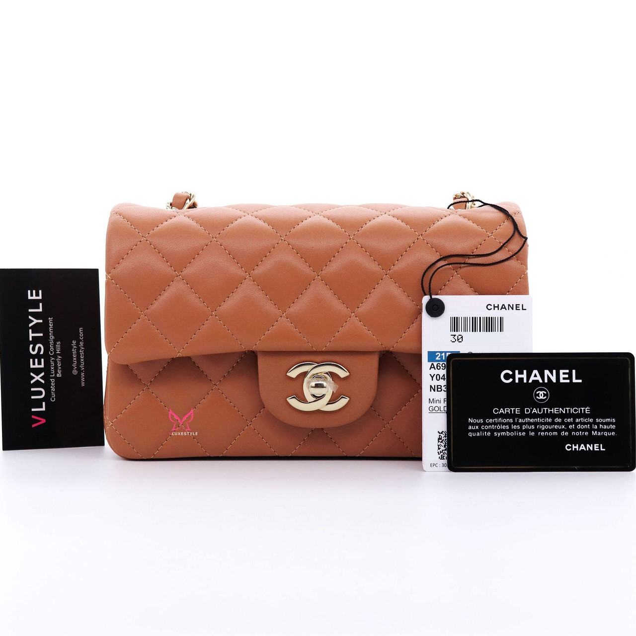 Chanel Classic Mini Rectangular 21P Dark Brown/Caramel Quilted