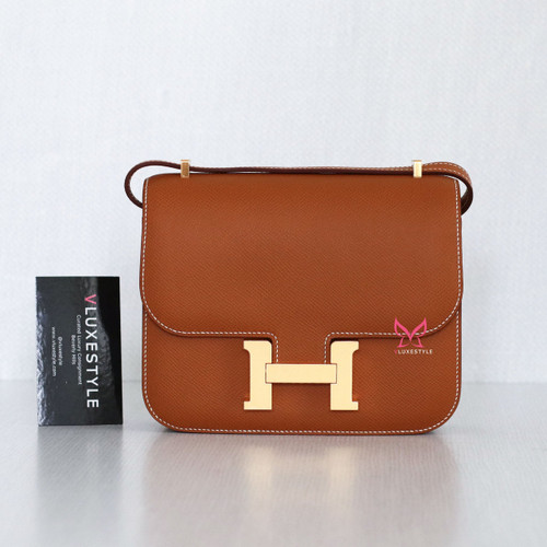 VAN CLEEF & ARPELS Hermes Constance 18 Gold Epsom with Gold Plated Hardware 