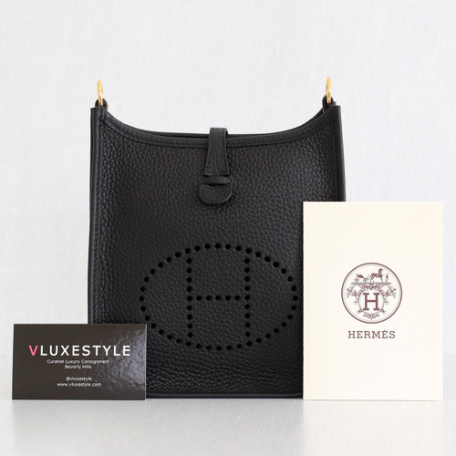 VAN CLEEF 
ARPELS Hermes Evelyne 16 TPM Black Taurillon Clemence with gold plated hardware-1653445185 