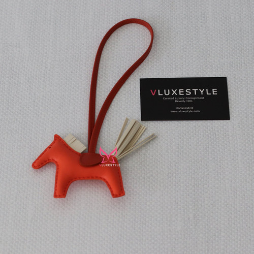 VAN CLEEF 
ARPELS Hermes Rodeo Horse Bag Charm PM Poppy Craie Terre Battue Milo Lambskin 