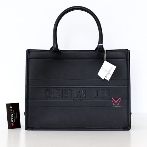 DIOR Dior Medium Book Tote Black Calfskin Leather 