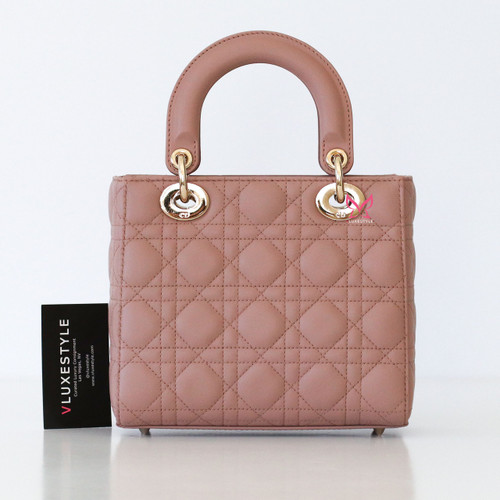 DIOR My ABCDior Small Lady Dior Fard Lambskin Cannage Pale Gold Hardware 