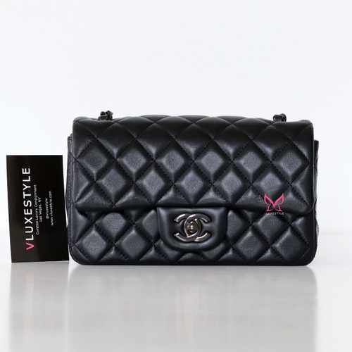 CHANEL Partial payment: Chanel Classic Mini Rectangular 21B So Black Quilted Lambskin Black hardware 