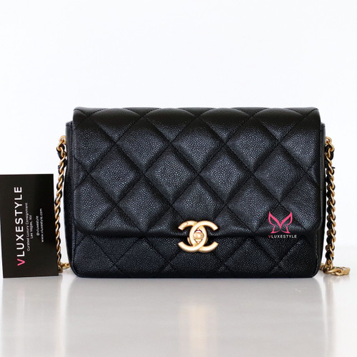 CHANEL Chanel Small Chain My Melody 22P Black Caviar Brushed Gold hardware 