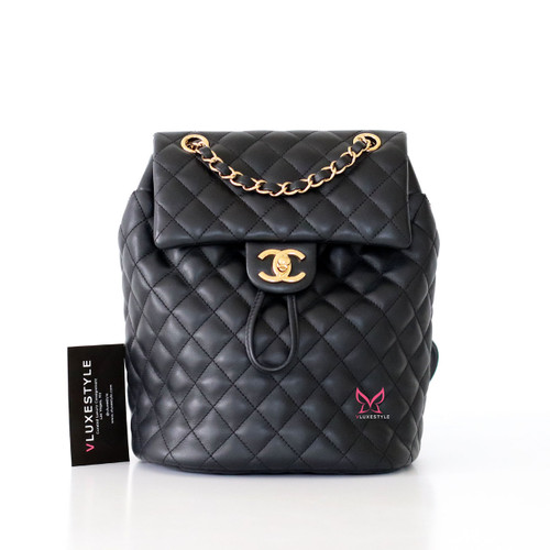 CHANEL Chanel Small Urban Spirit Backpack 17K Black Quilted Calfskin Gold Hardware 