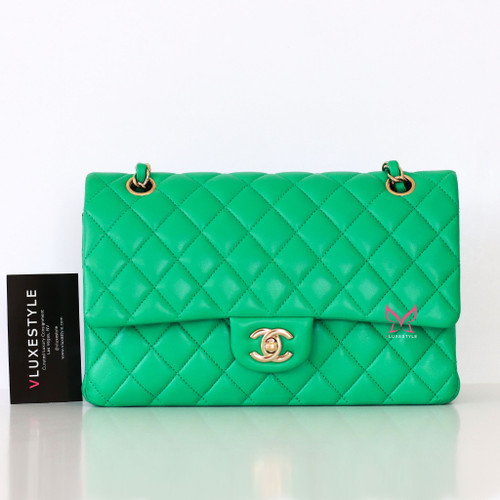 New With Tag Chanel 22 Green Shiny Calfskin Mini Bag, Receipt 23A