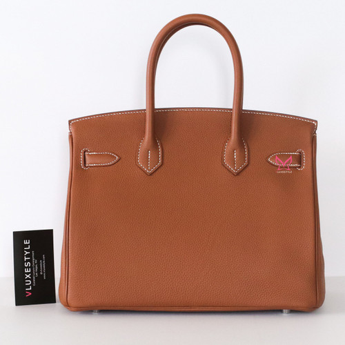 HERMES Hermés Birkin 30 Gold Togo with Palladium Hardware 