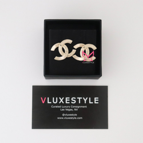 CHANEL Chanel 22S Metal CC Stud Earrings Gold Tone 
