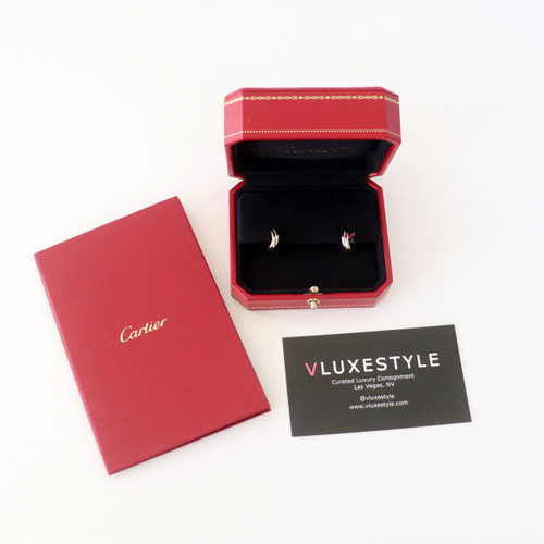 Cartier Trinity Earrings 18K White Rose Yellow Gold