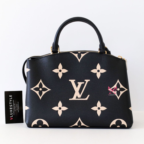 LOUIS VUITTON Petit Palais Tote Beige Black Monogram Empreinte Leather 