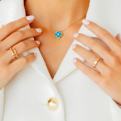 VAN CLEEF & ARPELS Blue Sèvres Porcelain Holiday Pendant  2019 18K Yellow Gold Necklace 