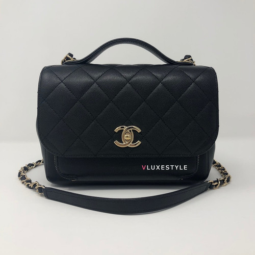 18S Business Affinity Medium Black Caviar with light gold hardware