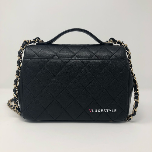 18S Business Affinity Medium Black Caviar with light gold hardware