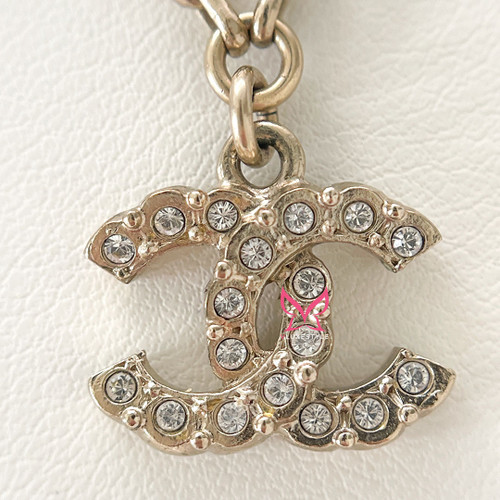 CHANEL Crystal CC 21K Bracelet Metal Pearl 
