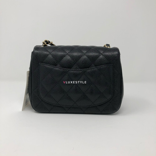 VAN CLEEF & ARPELS 18S Black Mini Square Caviar with gold hardware 