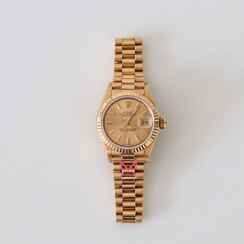 ROLEX Oyster Perpetual Datejust 18K Yellow Gold President watch Champagne 69178 