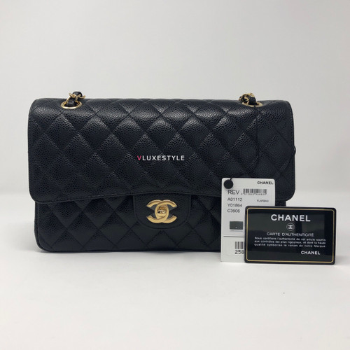 VAN CLEEF 
ARPELS Classic Black Medium Caviar with gold hardware 